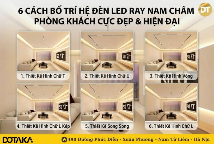6 Cách Bố Trí Hệ Đèn LED Ray Nam Châm Phòng Khách Cực Đẹp & Hiện Đại