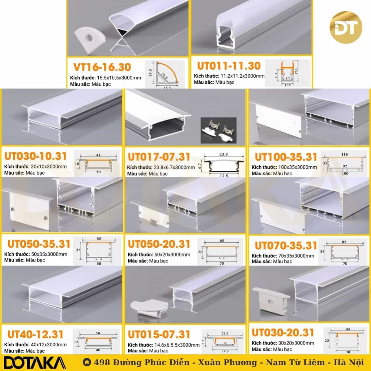 Các kiểu thanh nhôm định hình phổ biến trong chiếu sáng ẩn