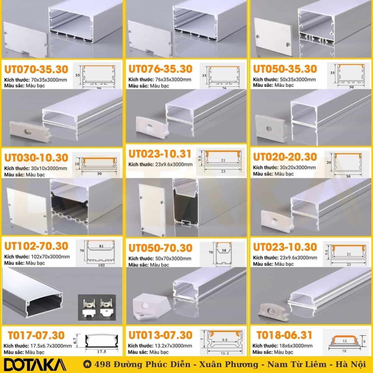 Các kiểu thanh nhôm định hình phổ biến trong chiếu sáng ẩn