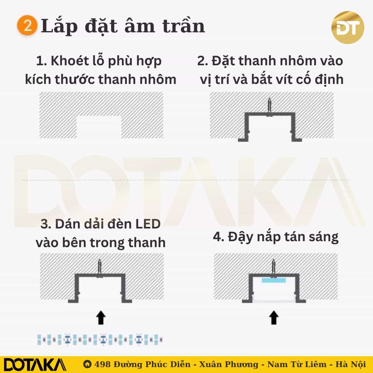 Quy trình lắp đặt âm trần (giấu đèn)