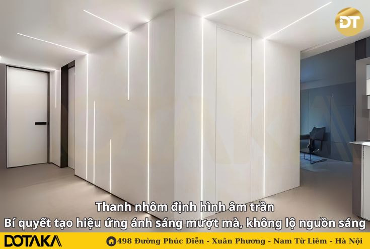 Thanh nhôm định hình âm trần: Bí quyết tạo hiệu ứng ánh sáng mượt mà, không lộ nguồn sáng
