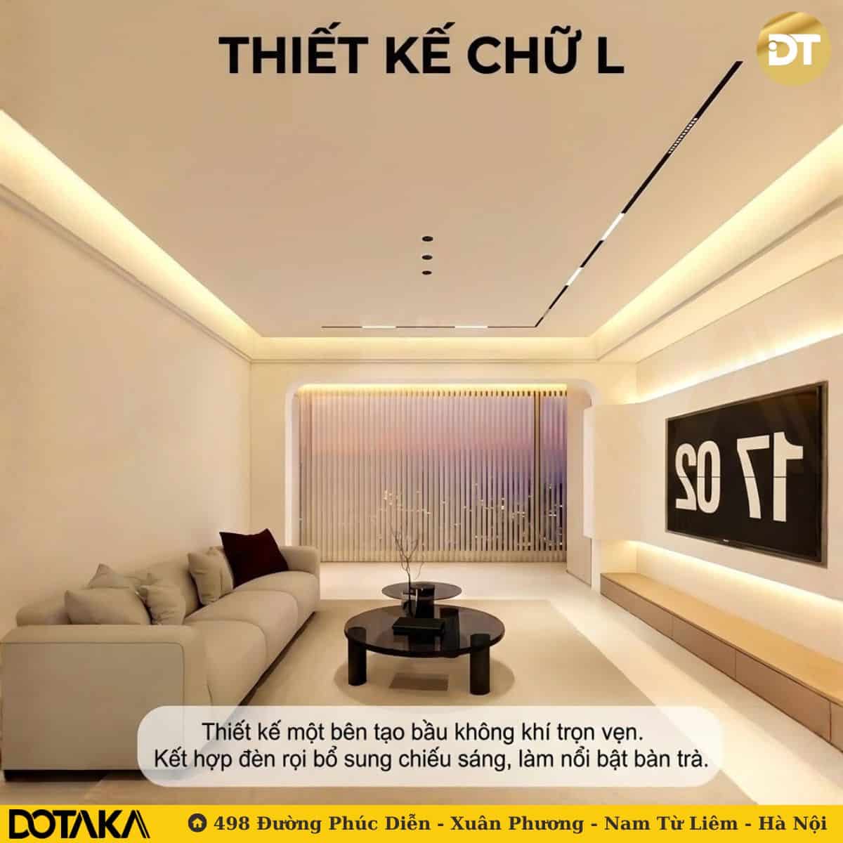 Bố trí đèn ray nam châm chữ L