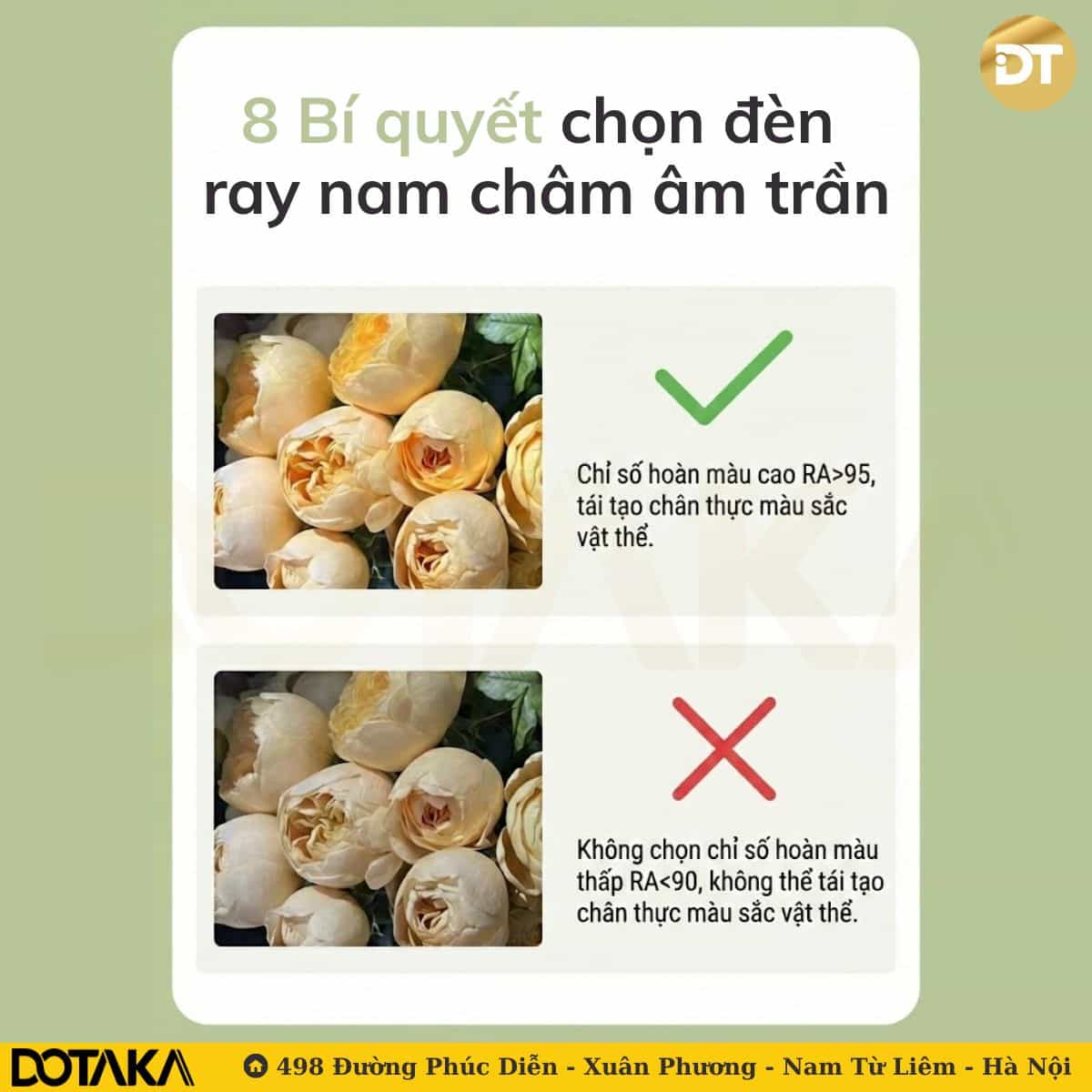 Bỏ qua chỉ số hoàn màu, chọn đèn có RA < 90