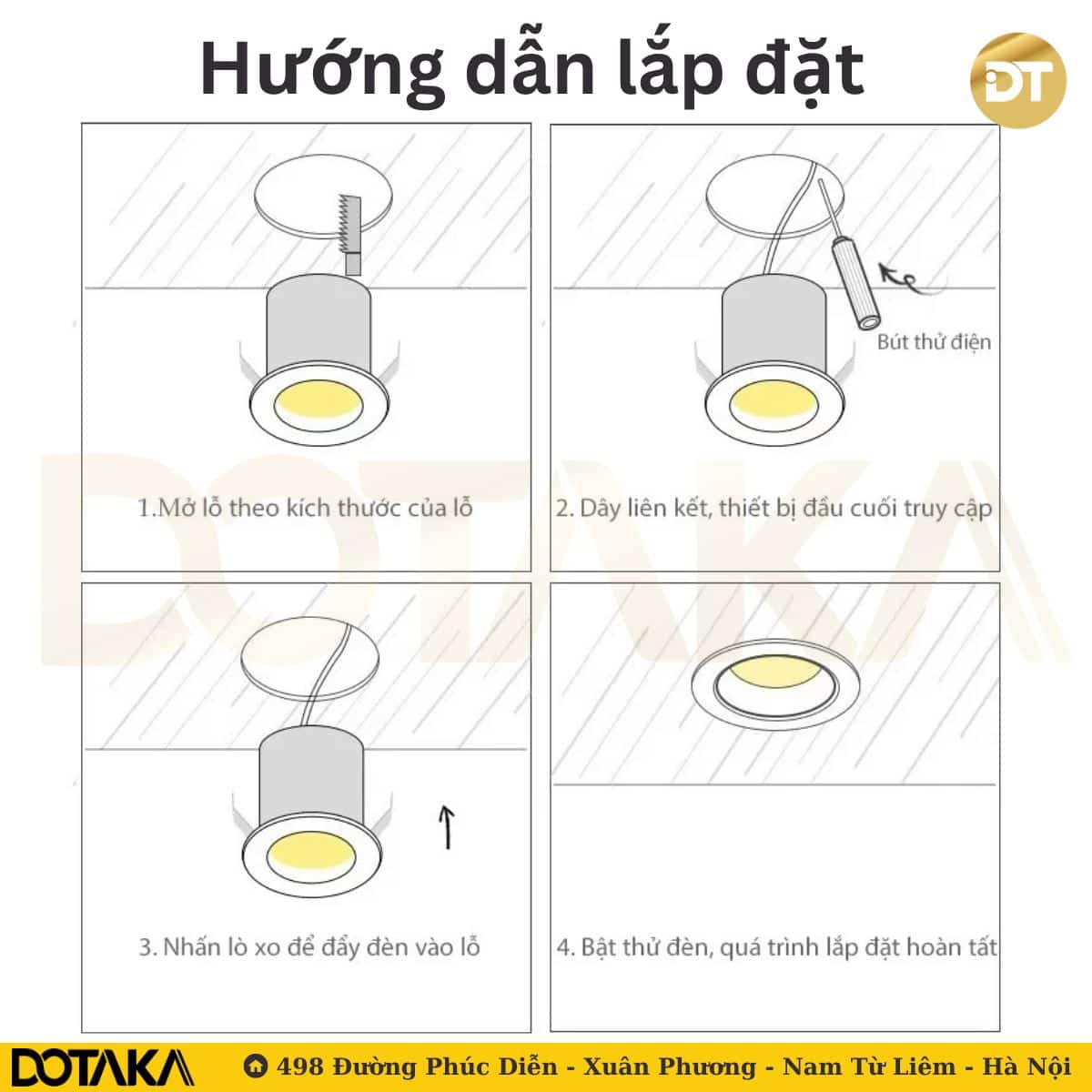 Hướng dẫn lắp đặt đèn LED chiếu điểm mini