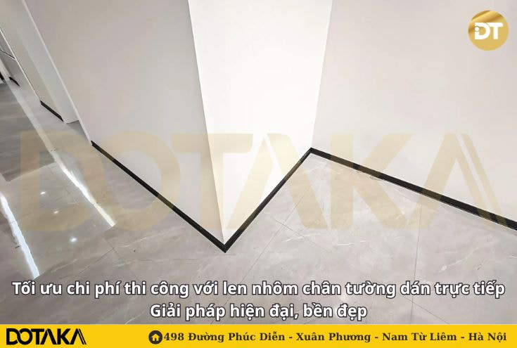 Tối ưu chi phí thi công với len nhôm chân tường dán trực tiếp giải pháp hiện đại, bền đẹp