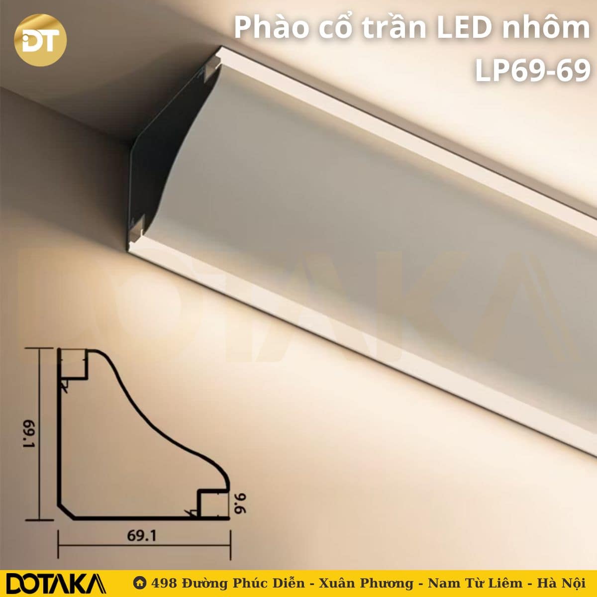 Vì sao nên chọn phào cổ trần LED nhôm LP69-69 của DOTAKA?