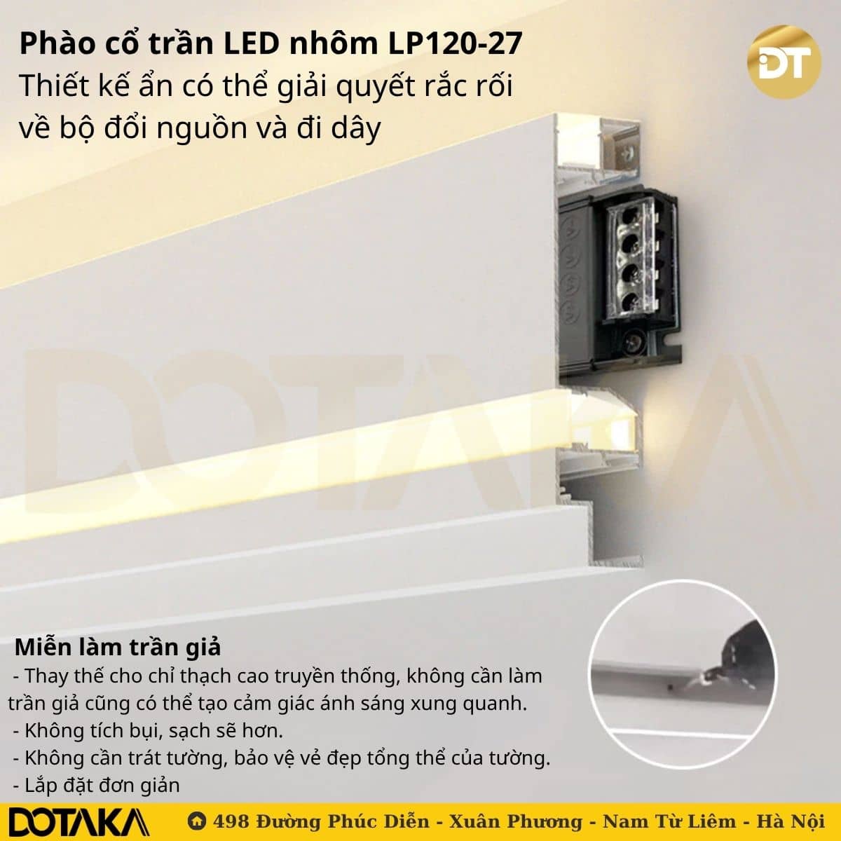 Phào Cổ Trần LED Nhôm LP120-27